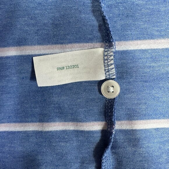 Criquet Shirt Mens Size XXL Blue Striped Golf Polo Golfer Embroidered - Picture 12 of 13
